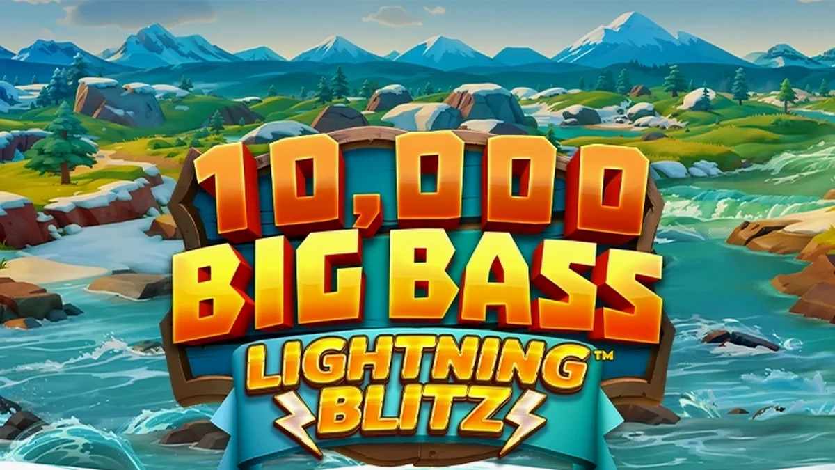 Interface do jogo 10,000 Big Bass Lightning Blitz com elementos aquáticos