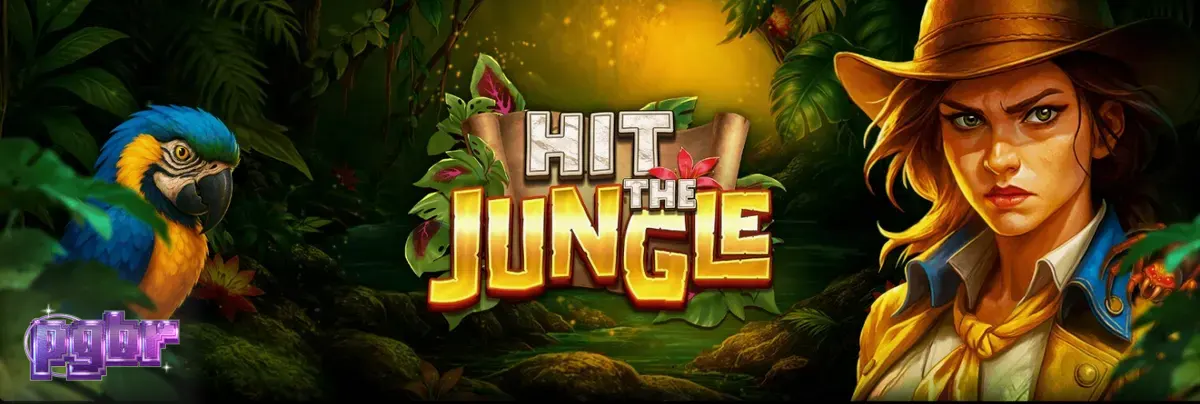 Cena da selva com elementos de jogo Hit the Jungle